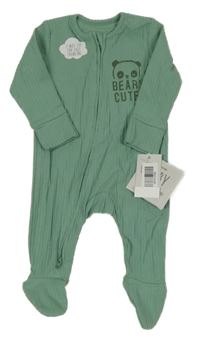 Nové - Zelený žebrovaný overal s pandou George 