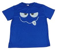 Safírové sportovní tričko s obličejem