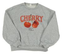 Šedá melírovaná oversize mikina s třešničkami Shein