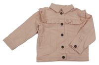 Broskvová rifová bunda s volánky So Cute