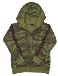 Khaki-šedá army propínací mikina s kapucí Next
