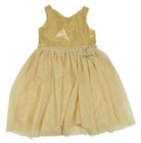 Žluté saténovo/tylové slavnostní šaty H&M