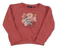 Růžová oversize mikina s kytičkami Blue Seven