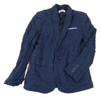Tmavomodré lněné sako H&M