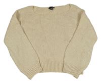 Smetanový crop oversize svetr New Look