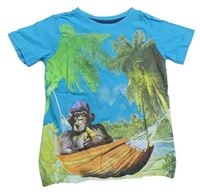 Azurové tričko se šimpanzem a palmami dopodopo