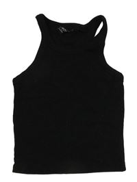 Černý žebrovaný crop top New Look