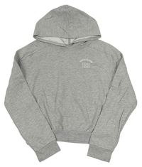 Šedá melírovaná crop mikina s logem a kapucí RIVER ISLAND