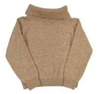 Světlehnědo-šedý melírovaný vlněný crop rolák H&M