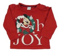 Červené triko s Minnie s vánočním motivem C&A