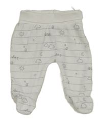 Bílo-černé pruhované sametové polodupky s obláčky a sluníčky C&A