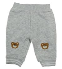 Světlešedé melírované tepláky s medvídky a pruhy RIVER ISLAND