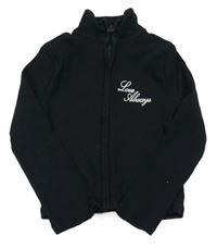 Černá žebrovaná propínací crop mikina s nápisy George