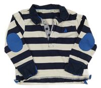 Tmavomodro-bílá pruhovaná melírovaná mikina s lodičkou a límečkem Jojo Maman Bébé