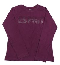 Švestkové triko s logem z kamínků ESPRIT