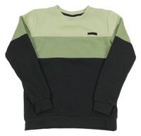 Světleolivovo/khaki-tmavošedá žebrovaná mikina s nášivkou Chapter young