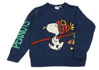 Tmavomodrý pletený svetr se Snoopym PEANUTS