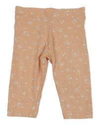 Broskvové capri legíny s mušlemi a hvězdicemi lupilu