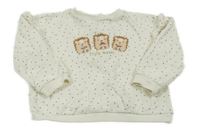 Smetanová puntíkatá mikina s ježečky a volánky John Lewis