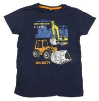 Tmavomodré tričko se stavebními stroji Kiki&Koko