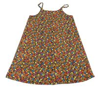 Černo-barevné kytičkované letní šaty s knoflíky PRIMARK
