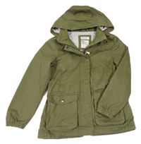 Khaki plátěná podzimní parka s odepínací kapucí H&M