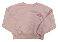 Světlerůžová crop mikina s nápisy Matalan