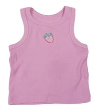 Růžový žebrovaný top s jahůdkou PRIMARK