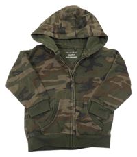 Army-tmavohkaki propínací oversize mikina s kapucí PRIMARK