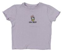 Lila žebrované crop tričko s Daisy George