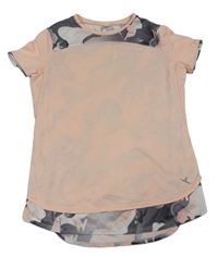 Růžovo-šedé funkční tričko s army vzorem Decathlon