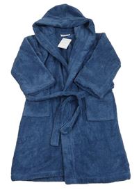 Tmavomodrý froté župan s kapucí The Little White Company