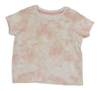 Růžovo-bílé batikované tričko s mořskými živočichy Primark