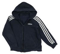 Tmavomodrá propínací mikina s kapucí Adidas