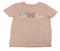 Růžové tričko s motýly Primark