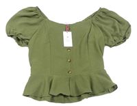Khaki crop halenka s knoflíky Matalan