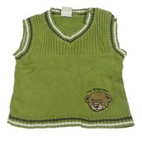 Zelená svetrová vesta s medvědem