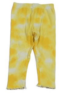 Žluto-bílé batikované žebrované legíny LC Waikiki