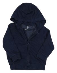 Tmavomodrá propínací mikina s výšivkou a kapucí F&F