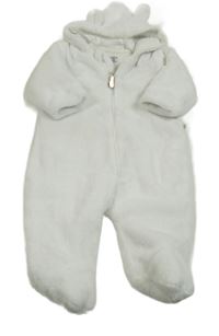 Bílá chlupatá zateplená kombinéza s kapucí