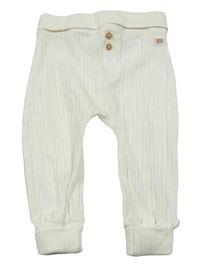 Smetanové žebrované tepláky s knoflíky