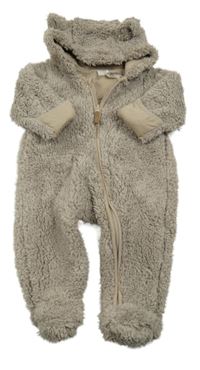 Hnědá chlupatá podšitá kombinéza s kapucí H&M