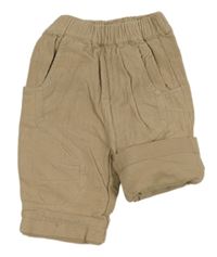 Béžové manšestrové podšité kalhoty