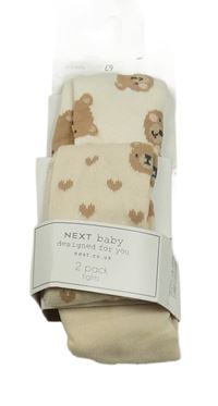 Nové - 2x punčocháče s medvědy - krémové + béžové se srdíčky Next