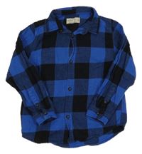 Modro-černá kostkovaná flanelová košile Zara