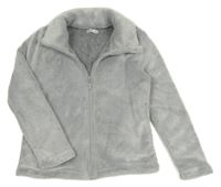 Šedá chlupatá propínací mikina