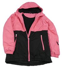 Tmavorůžovo-černá šusťáková lyžařská bunda s kapucí Yd.