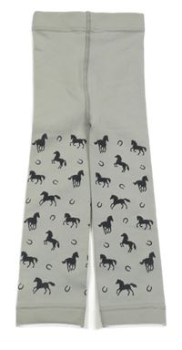 Šedé thermo punčochové legíny s koňmi Ergee