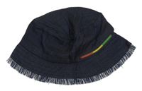 Tmavomodrý melírovaný klobouk s pruhem