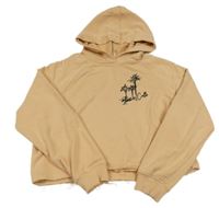 Hnědá crop mikina s palmami a kapucí River Island